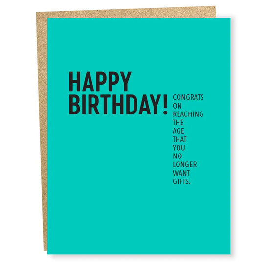 No GIfts Birthday Card