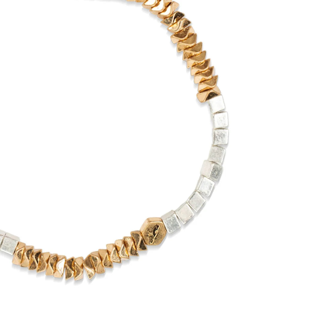 Mini Metal Stacking Bracelet - Geometric Beads - Gold/Silver