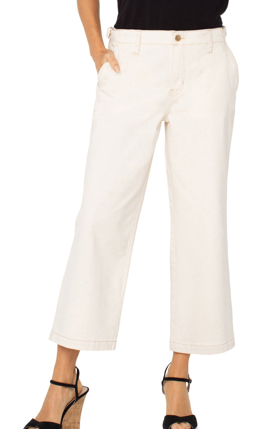 Stride High Rise Wide Leg Pants with Cut Hem - Seaside Dunes