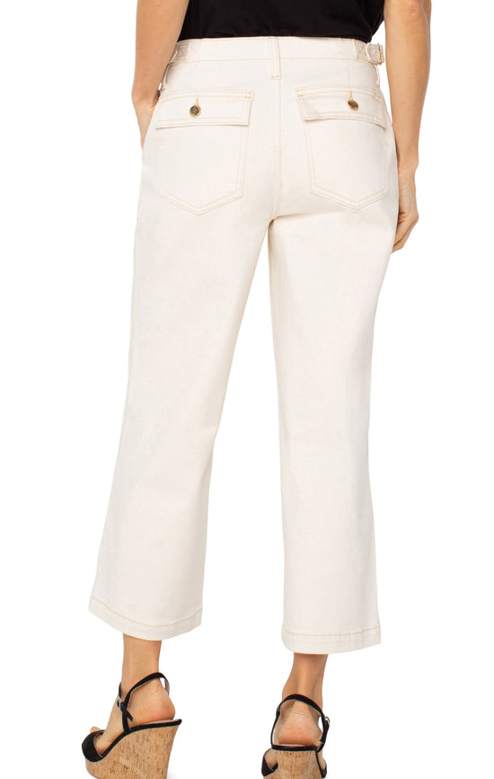 Stride High Rise Wide Leg Pants with Cut Hem - Seaside Dunes