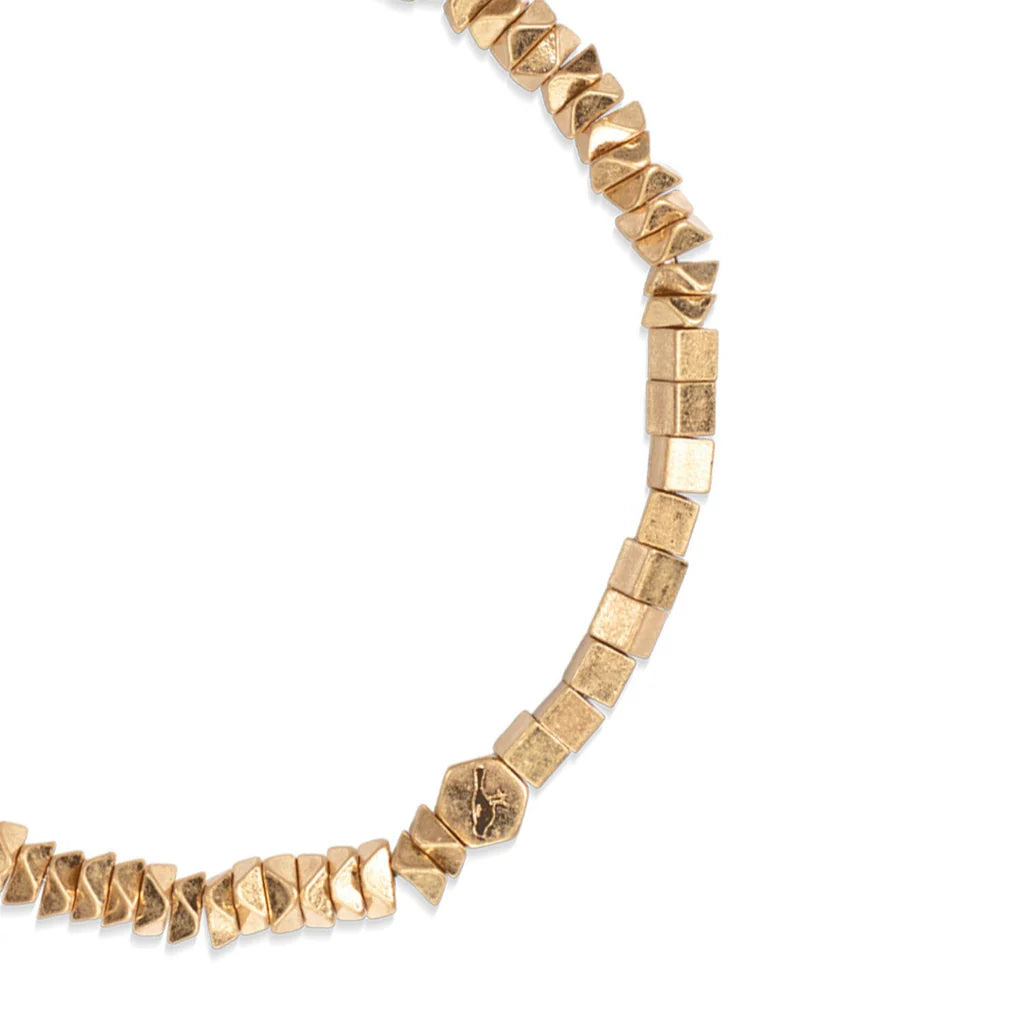 Mini Metal Stacking Bracelet - Geometric Beads - Gold