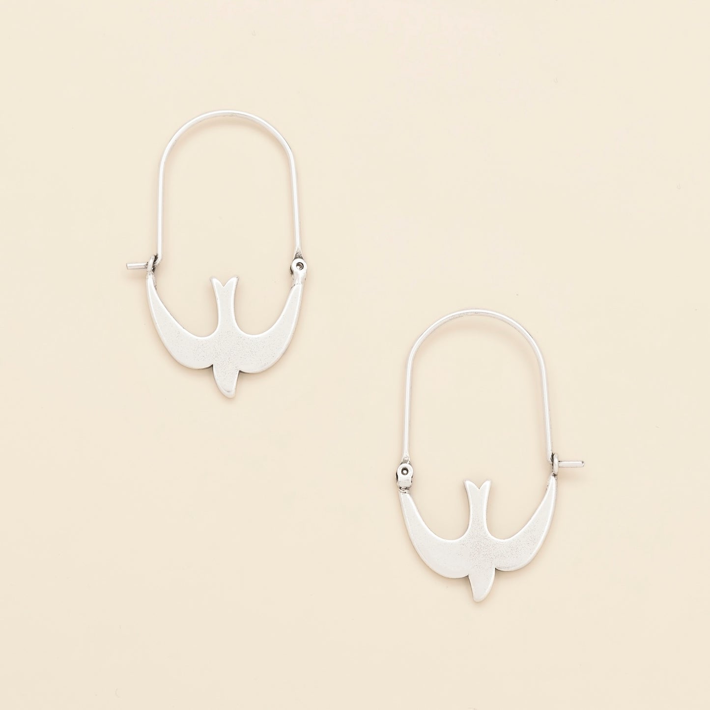 Swallow Hoop Earrings - Silver