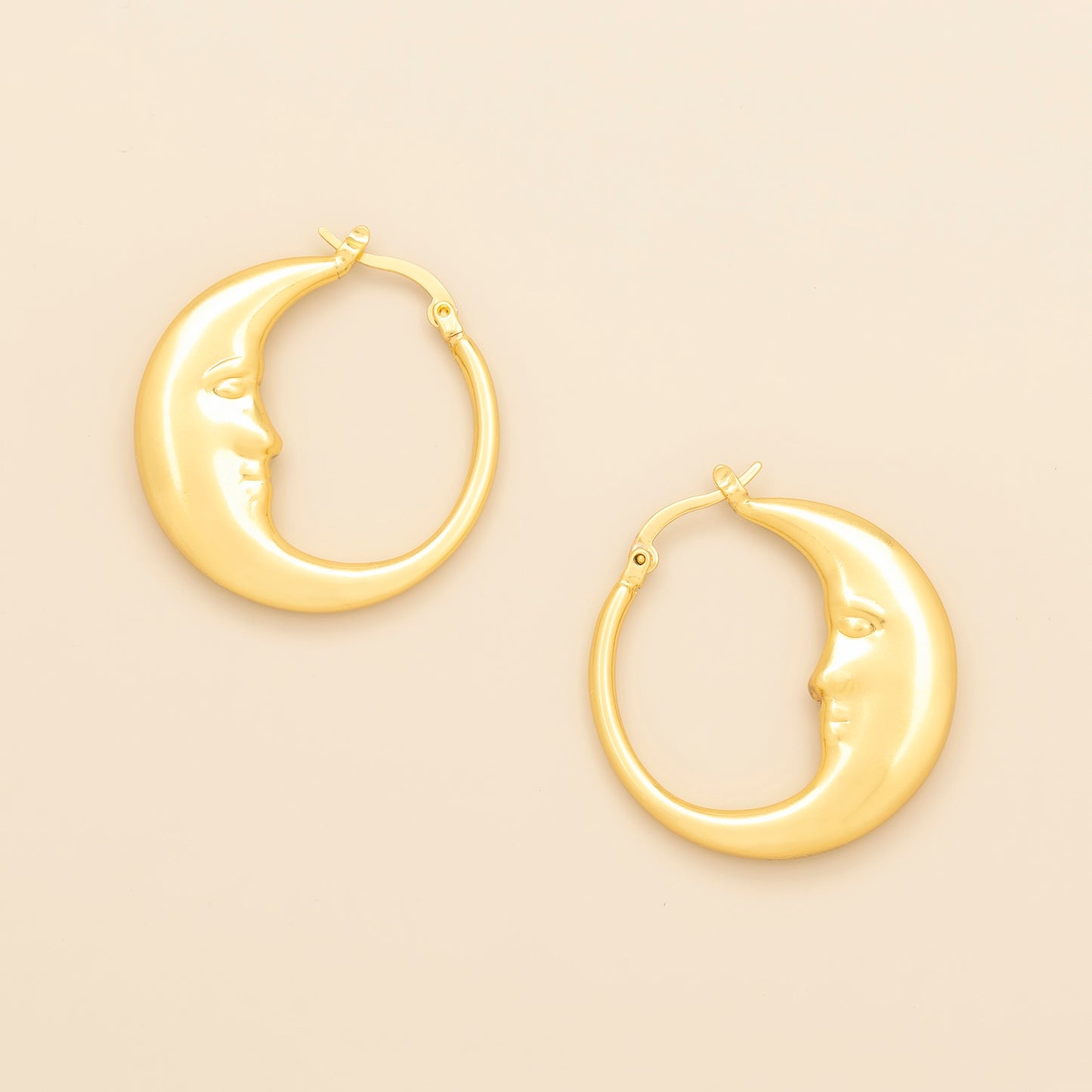 Moon Hoop Earrings - Gold