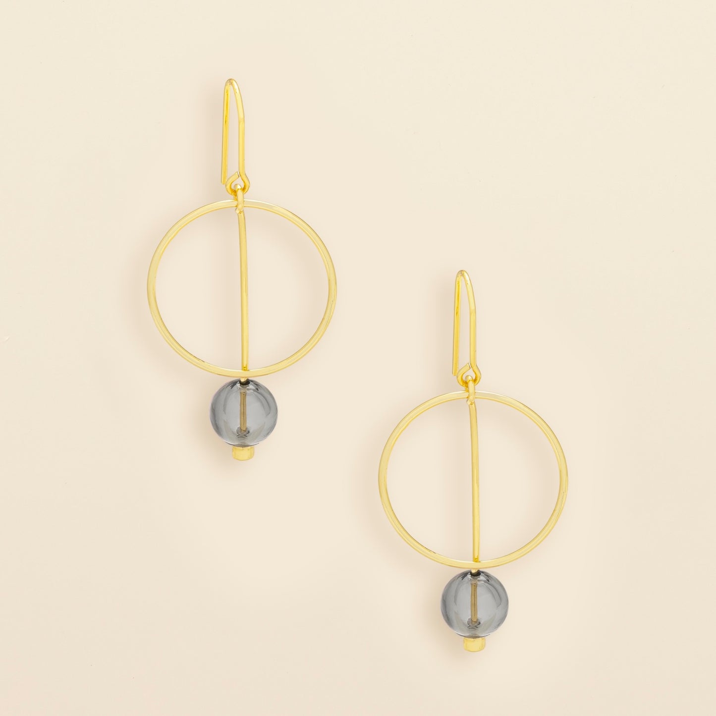 Refined Glass Drop Earrings - Smoke/Gold
