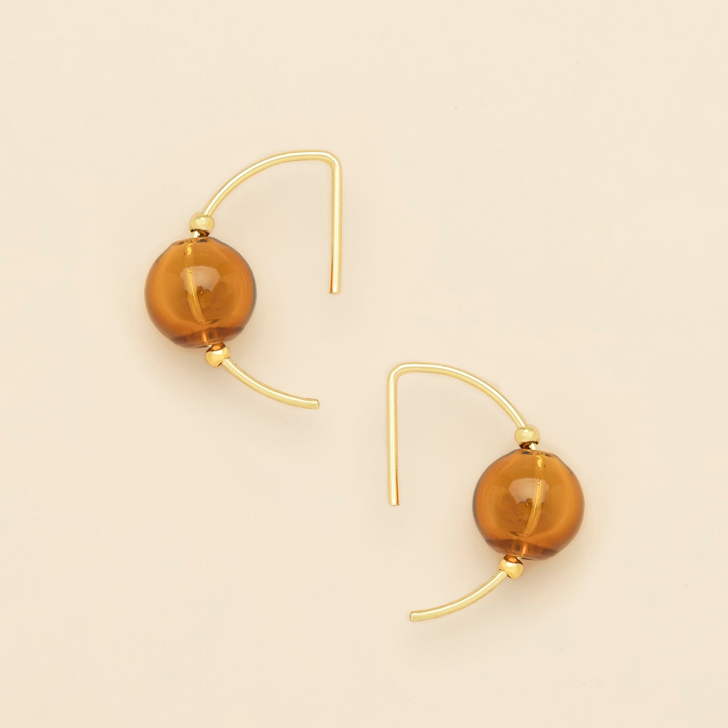 Refined Glass Hoop Earrings - Topaz/Gold