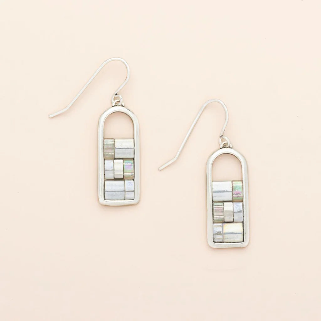 Good Karma Miyuki Frame Earring - Frost & Silver