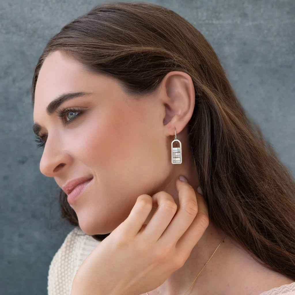 Good Karma Miyuki Frame Earring - Frost & Silver