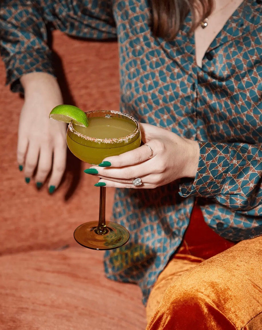 Lou Coupe Glass - Olive