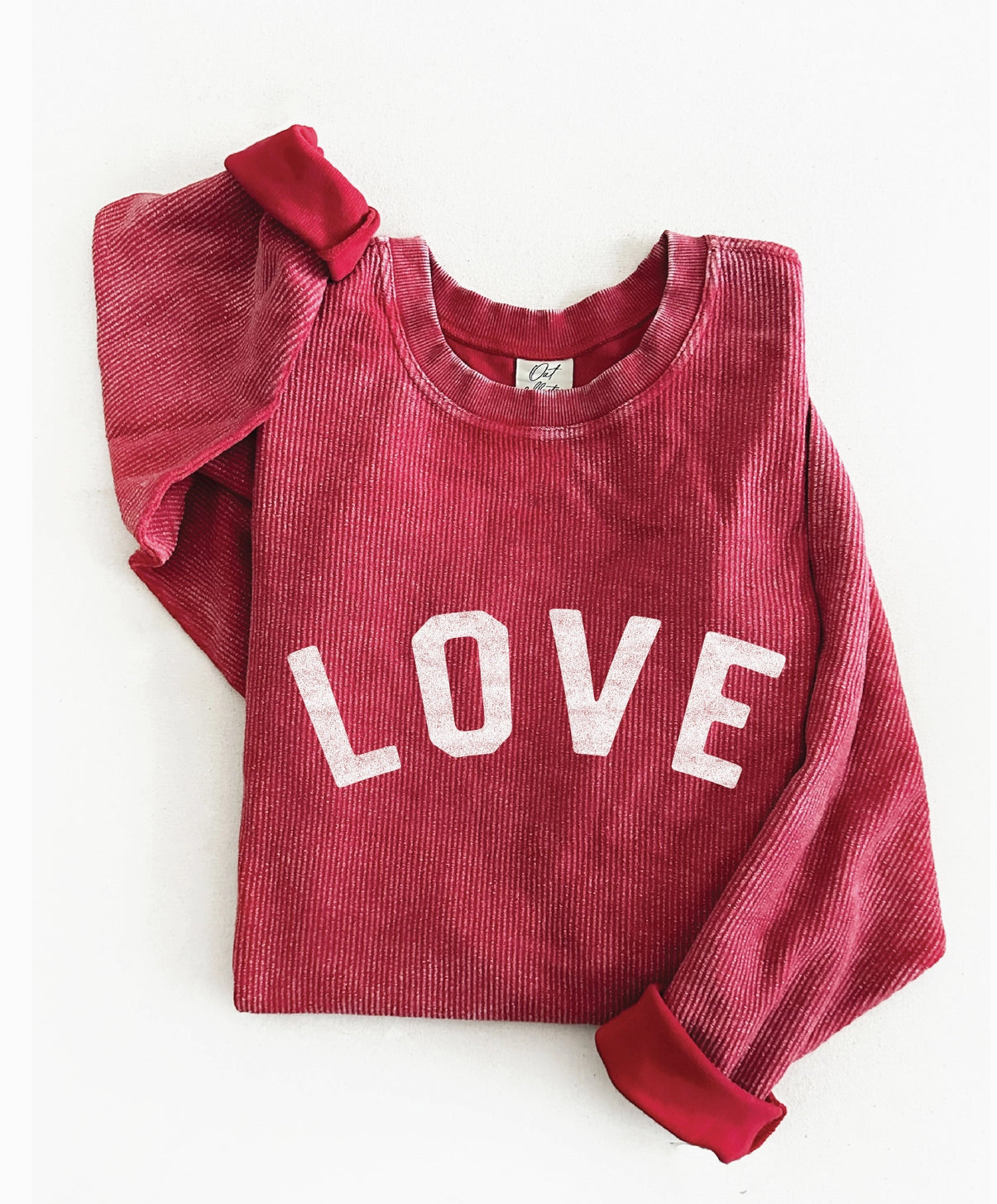 Love Vintage Thermal Sweatshirt - Washed Cranberry