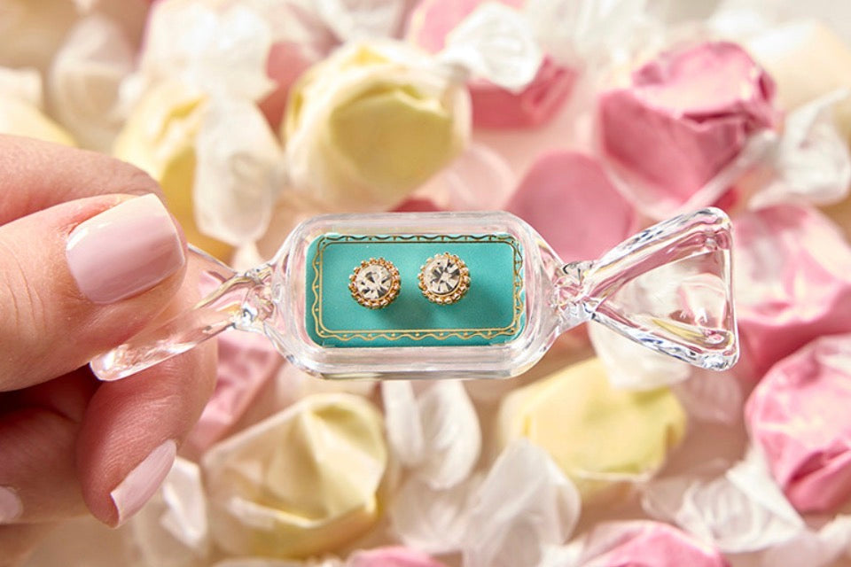 Candy Dish with Earrings - Aqua