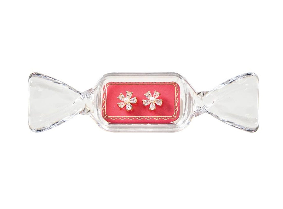 Candy Dish with Earrings - Bright Pink