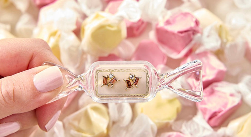 Candy Dish with Earrings - Beige