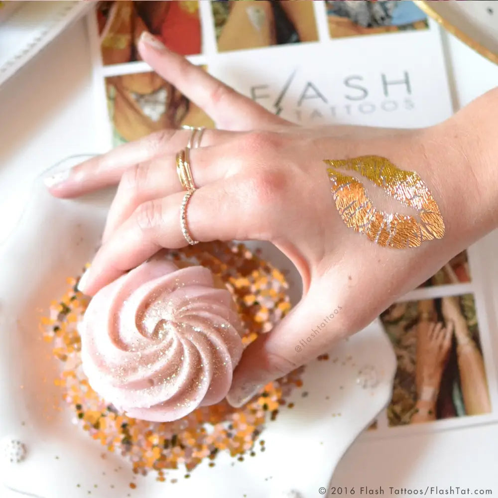 Golden Kiss Temporary Tattoos