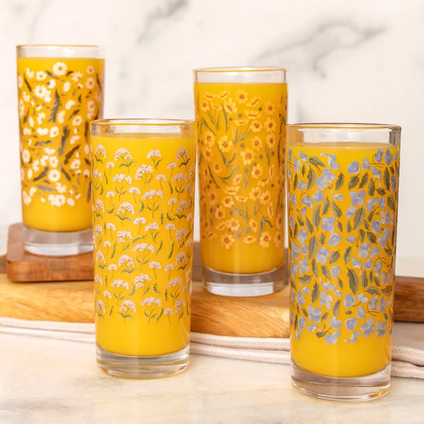 Roadside Blooms Tall Juice Glass - Yellow