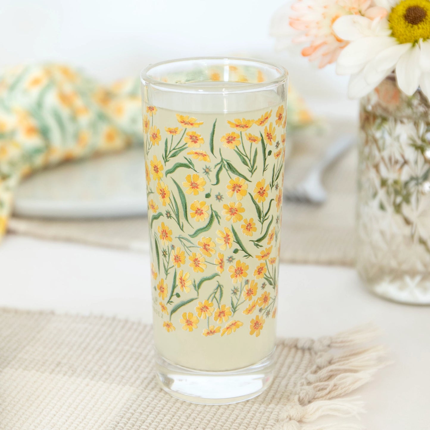 Roadside Blooms Tall Juice Glass - Yellow