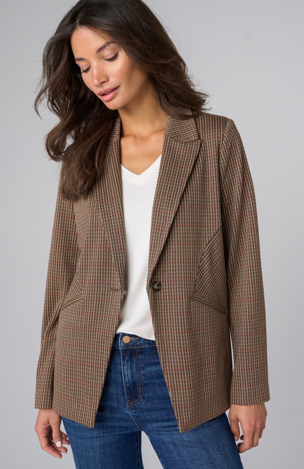 Fitted Cutaway Blazer - Olive Multi
