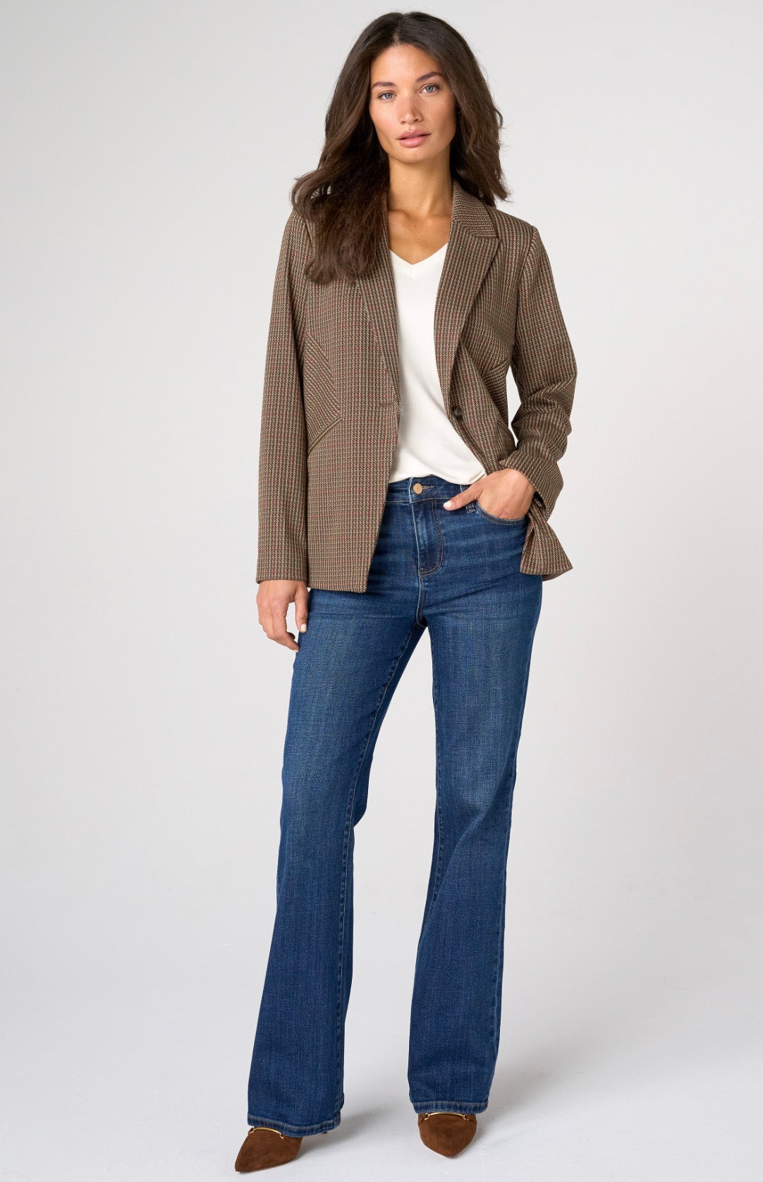 Fitted Cutaway Blazer - Olive Multi