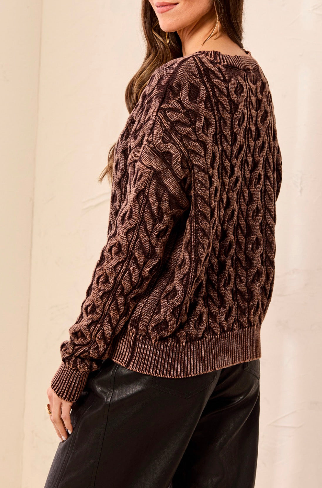 Crew Neck Sweater - Saddle Brown