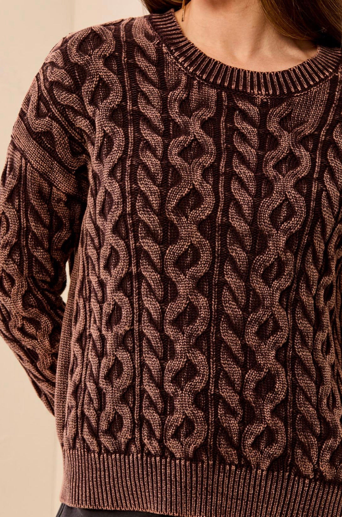 Crew Neck Sweater - Saddle Brown