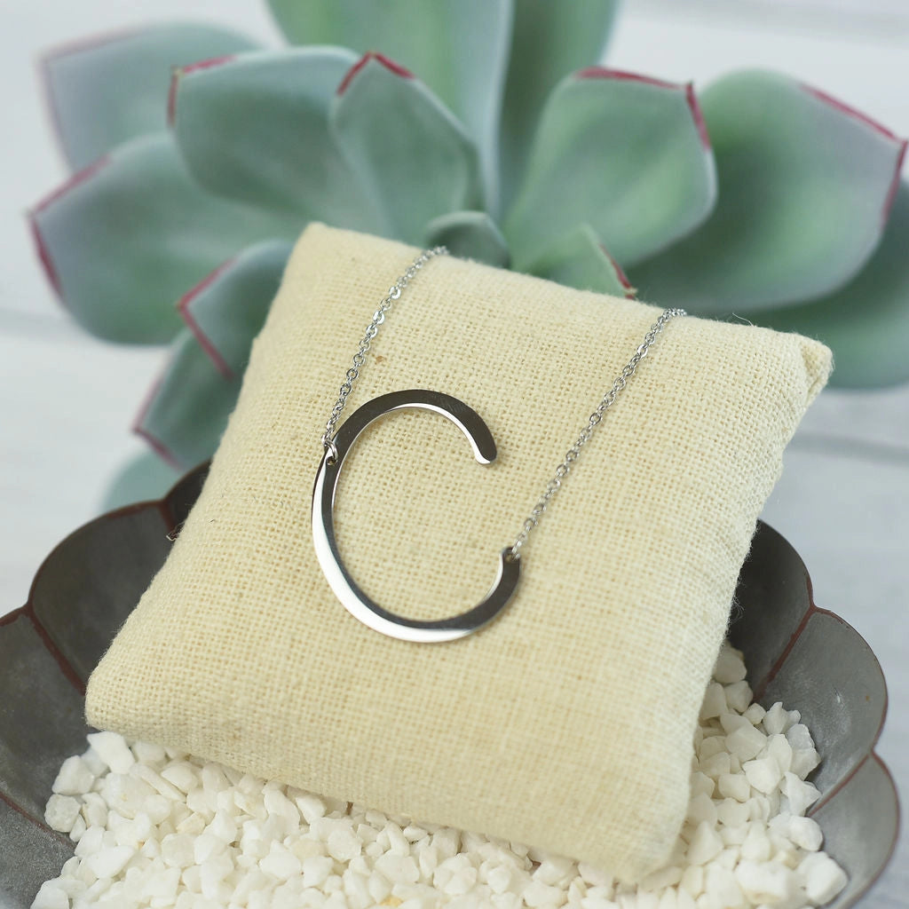 Large Initial Necklace - Silver C