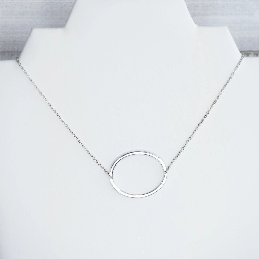 Large Initial Necklace - Silver O