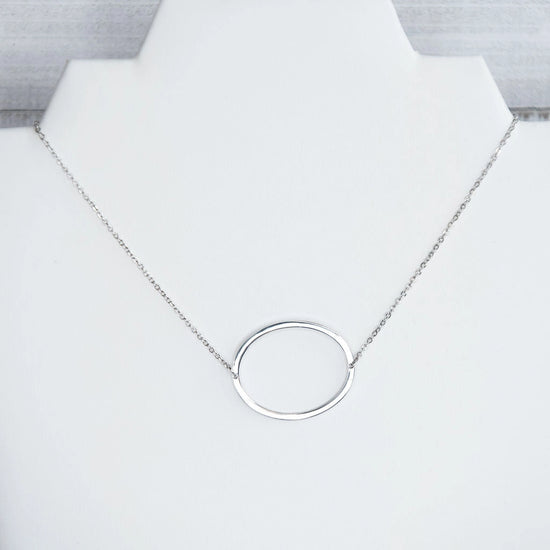 Large Initial Necklace - Silver O