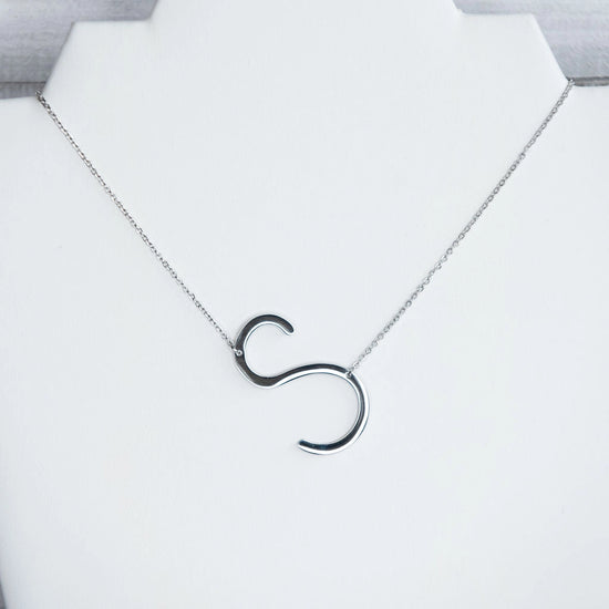 Large Initial Necklace - Silver S