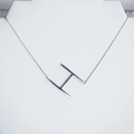 Large Initial Necklace - Silver H