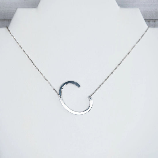 Large Initial Necklace - Silver C