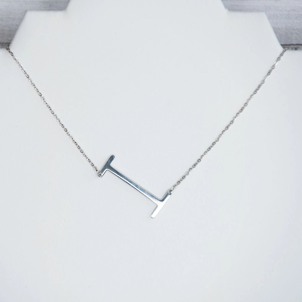 Large Initial Necklace - Silver I