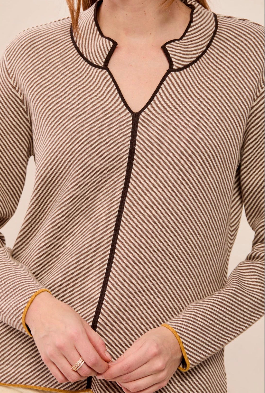 Split Neck Sweater - Oatmeal