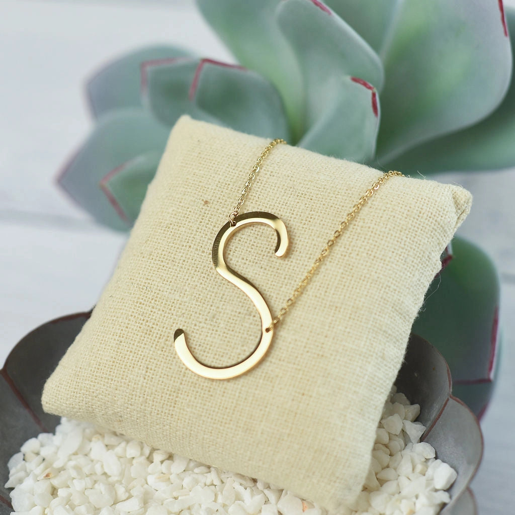 Large Initial Necklace - Gold S