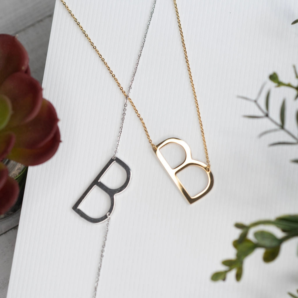 Large Initial Necklace - Gold B