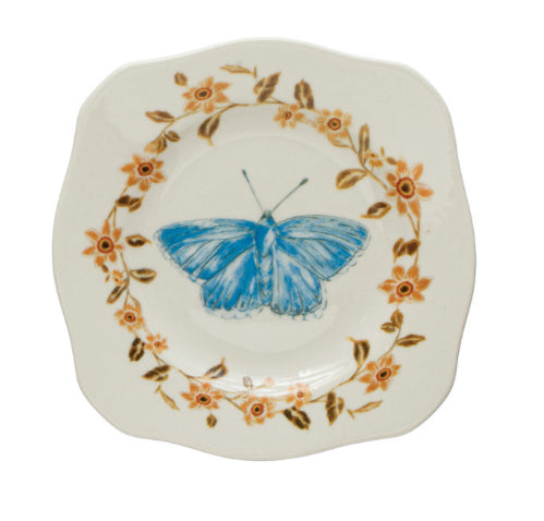 Blue Butterfly Scallop-Edged Plate