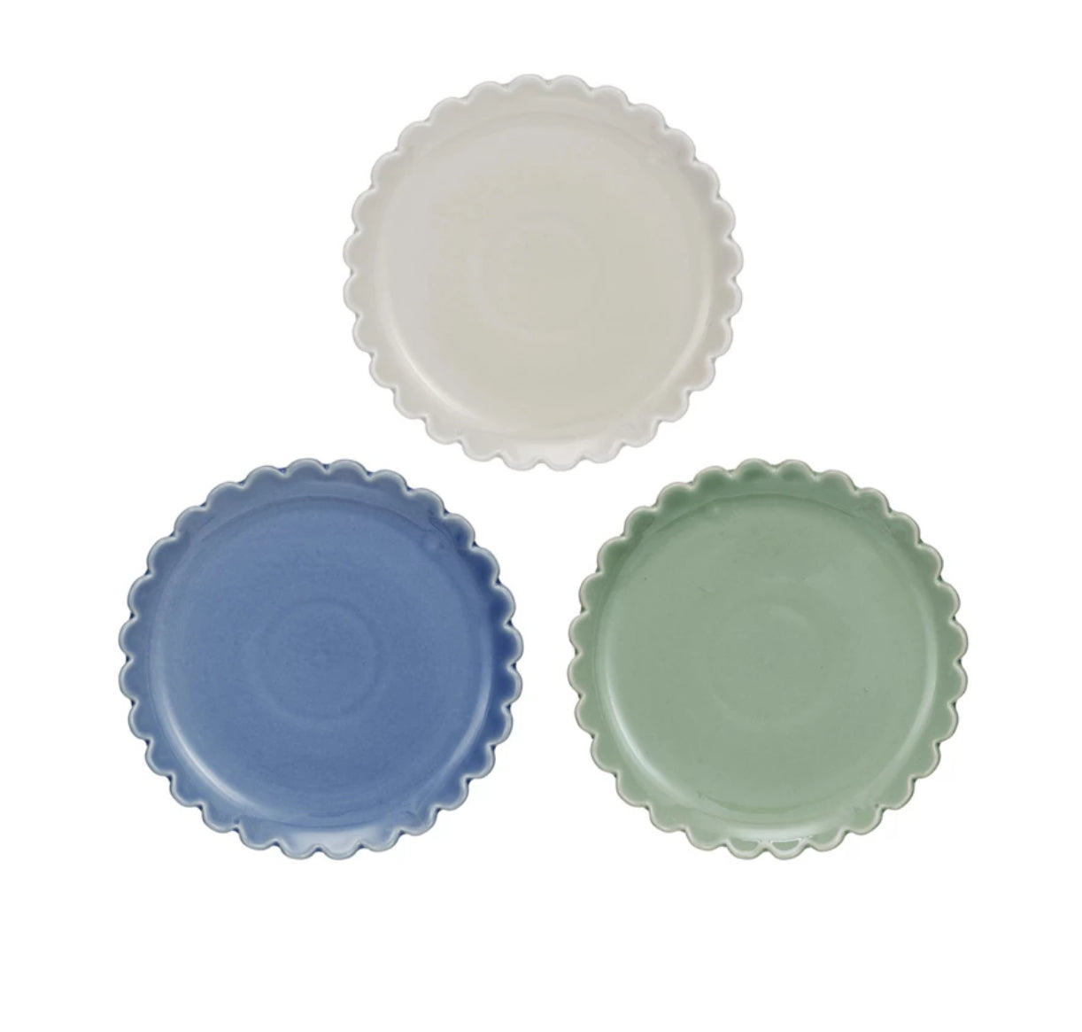 Stoneware Plate with Scalloped Edge - Blue