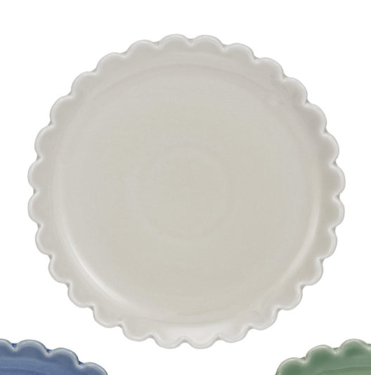 Stoneware Plate with Scalloped Edge - White