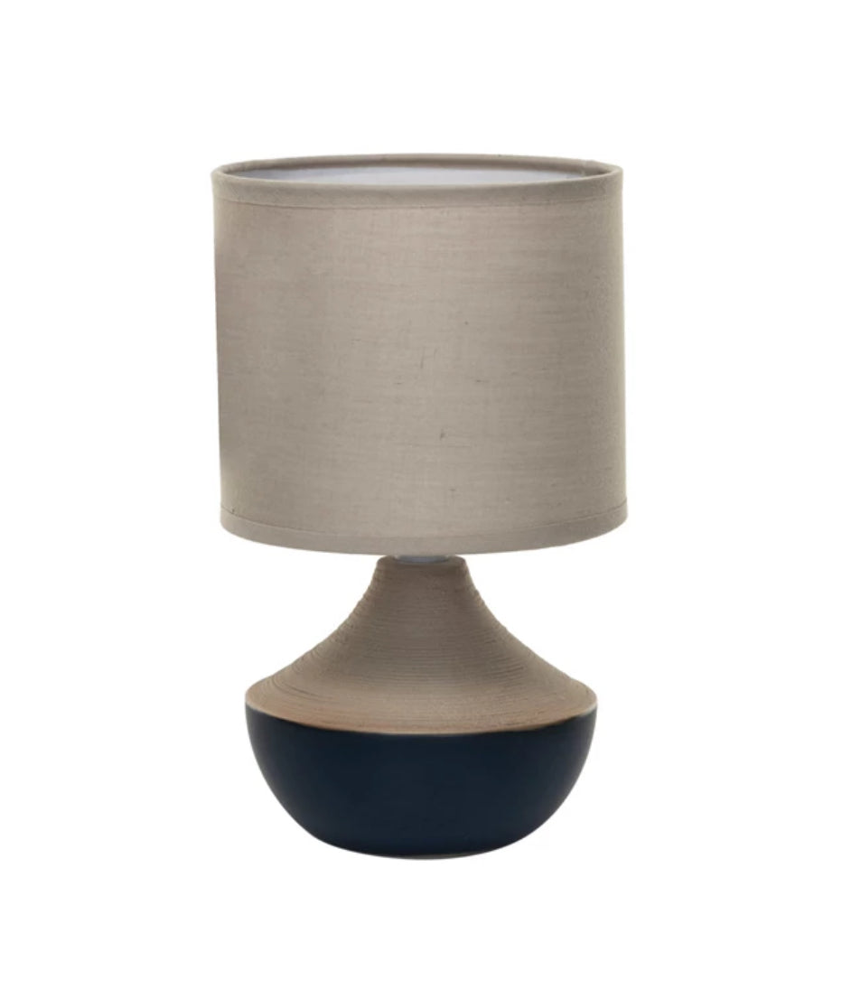 Stoneware Table Lamp with Linen Shade