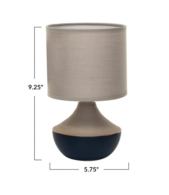 Stoneware Table Lamp with Linen Shade