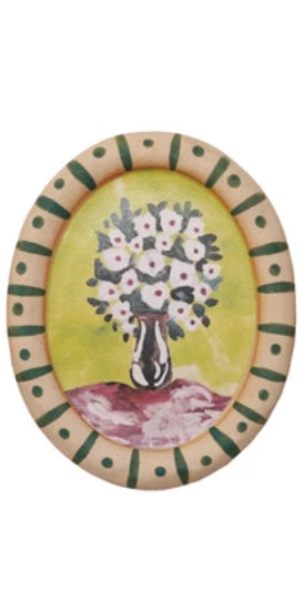 Stoneware Plate Wall Decor - Vase with White Flowers
