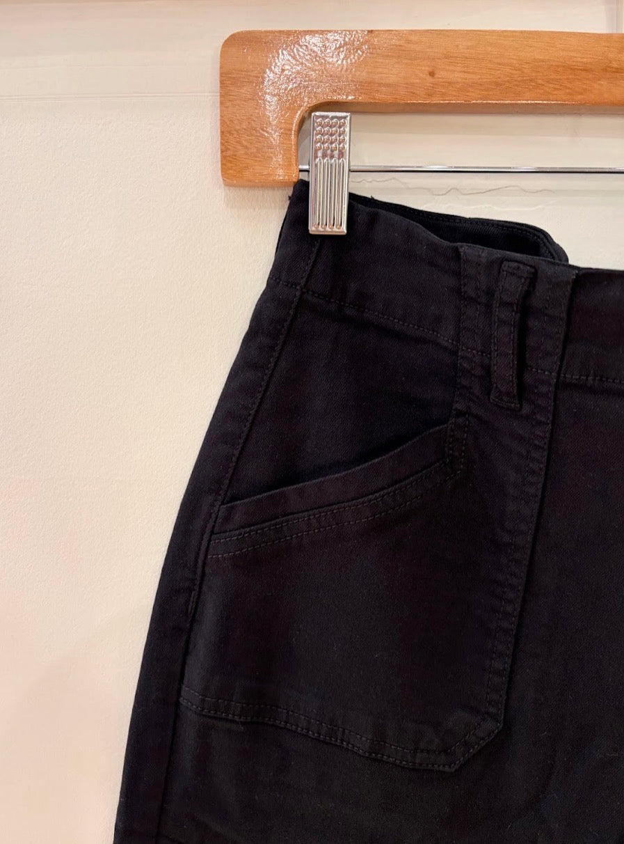 Tencel Pants with Patch Pockets - Black