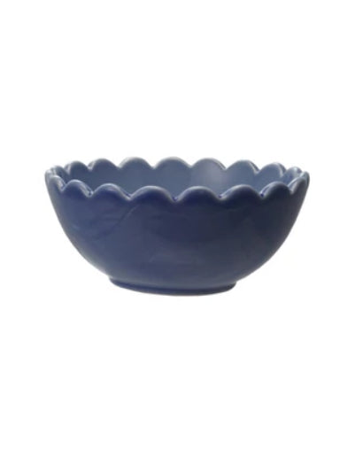 Stoneware Bowl with Scalloped Edge - Blue