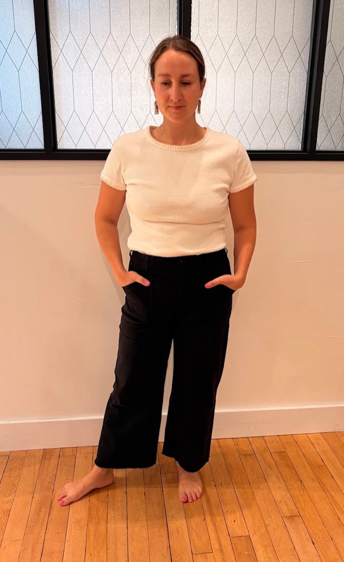 Tencel Pants with Patch Pockets - Black