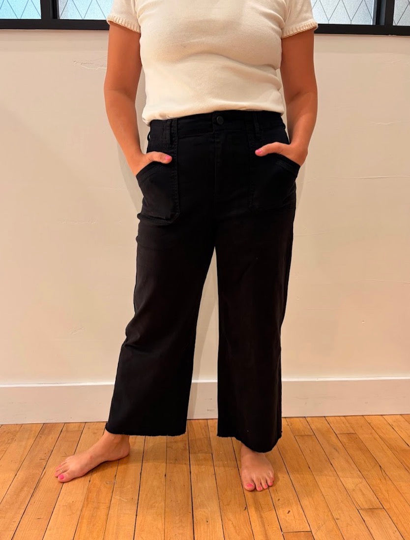 Tencel Pants with Patch Pockets - Black