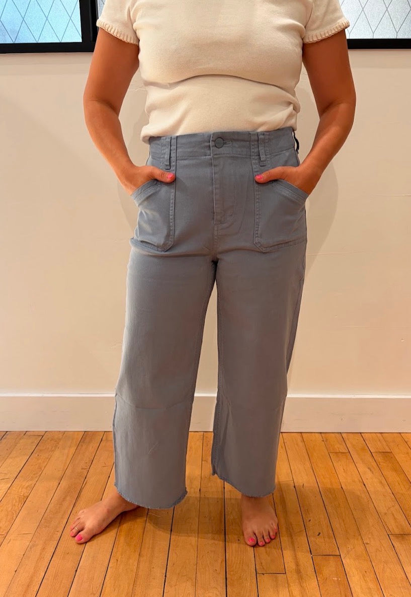 Tencel Pants with Patch Pockets - Ashley Blue