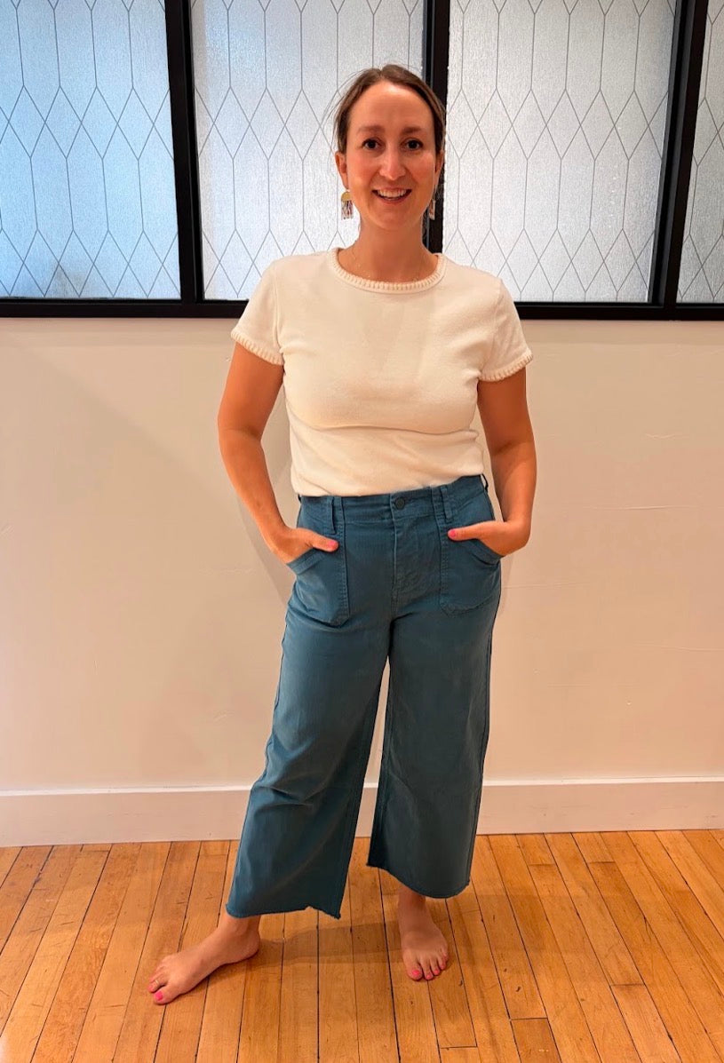 Tencel Pants with Patch Pockets - Teal