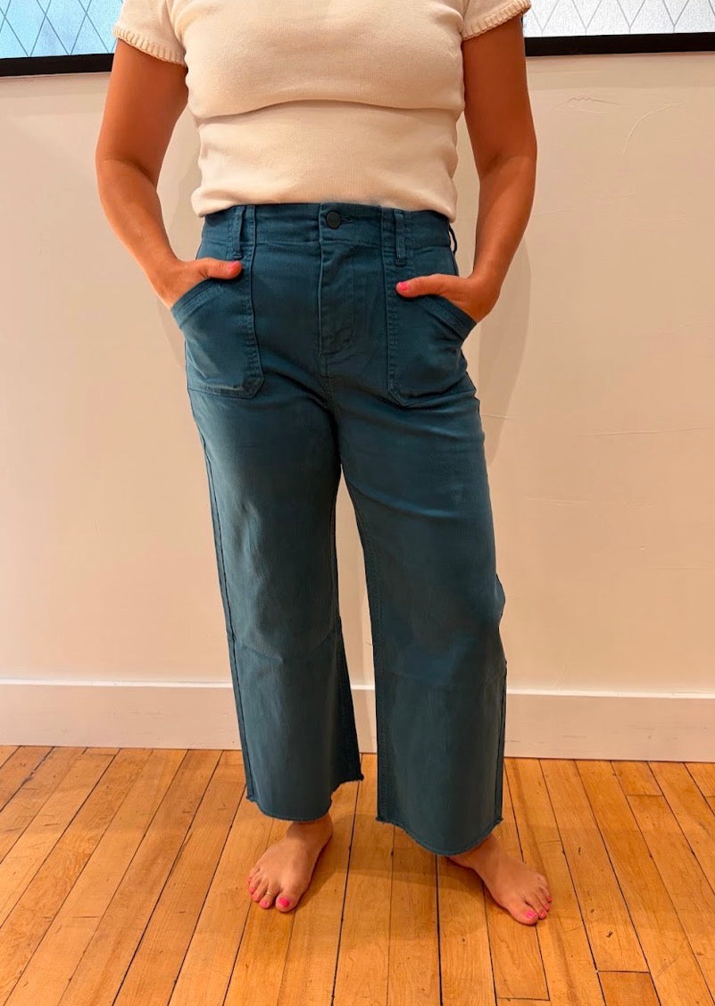 Tencel Pants with Patch Pockets - Teal