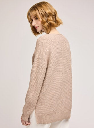 Lisbon V-Neck Pullover Sweater - Heather Taupe