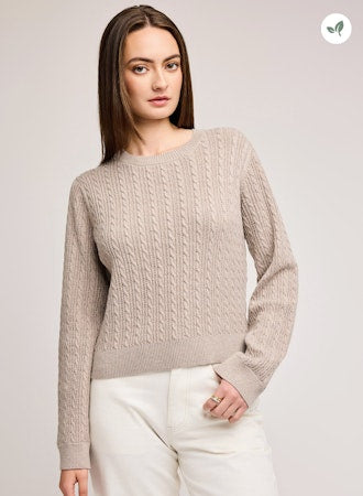 Janice Crew Neck Pullover Sweater - Heather Taupe