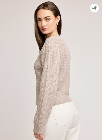 Janice Crew Neck Pullover Sweater - Heather Taupe