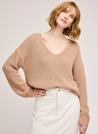 Spencer V-Neck Pullover Sweater - Tan